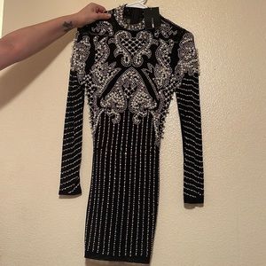 Beaded black and white dress. Never worn with tags